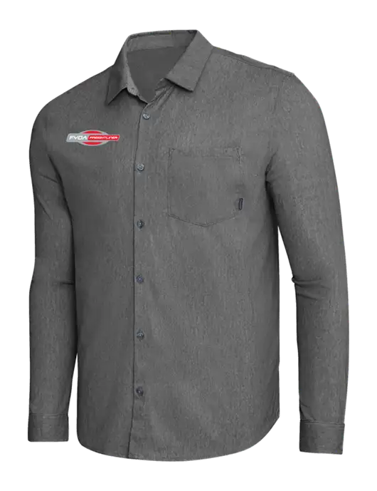 OGIO Dark Grey Heather Extend Long Sleeve Button Up Shirt w/FYDA Logo