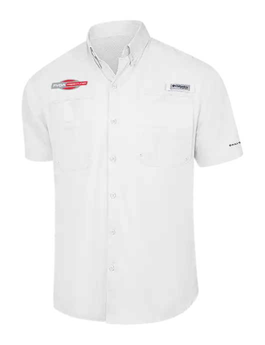 Columbia White PFG Tamiami II Short Sleeve Shirt w/FYDA Logo