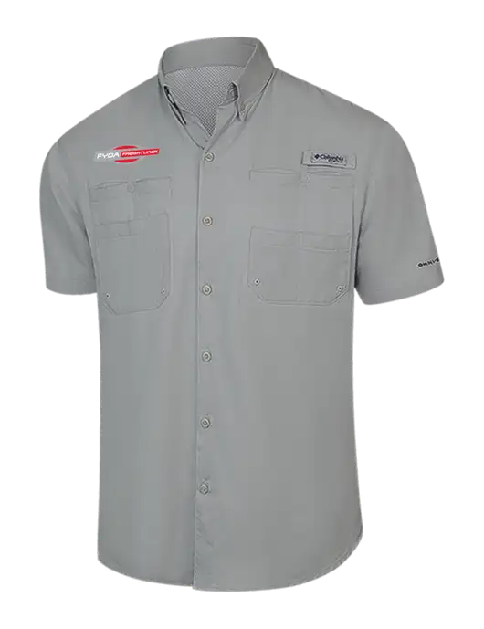 Columbia Light Grey PFG Tamiami II Short Sleeve Shirt w/FYDA Logo