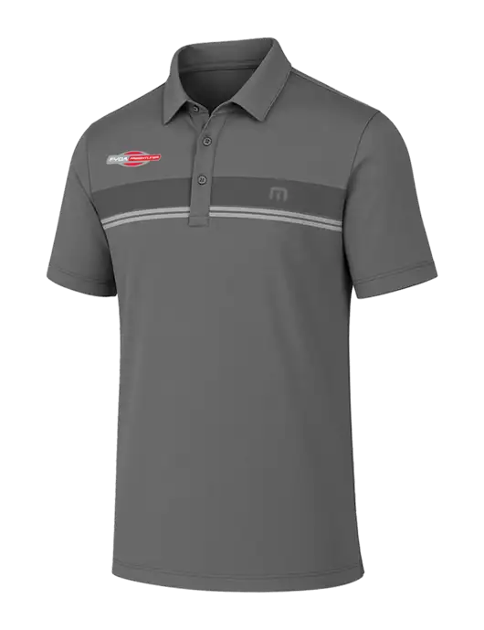 TravisMathew Medium Grey Glenview Stripe Polo w/FYDA Logo
