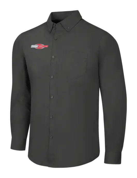 Dark Grey Long Sleeve Carefree Poplin Shirt w/FYDA Logo