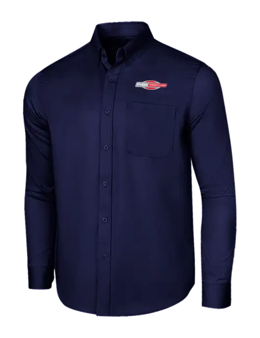 Long Sleeve Navy Superpro React Twill Shirt w/FYDA Logo