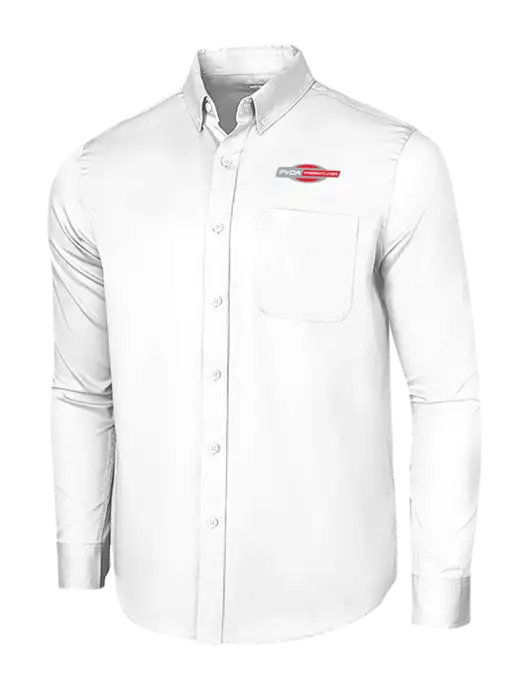 Long Sleeve White Superpro React Twill Shirt w/FYDA Logo