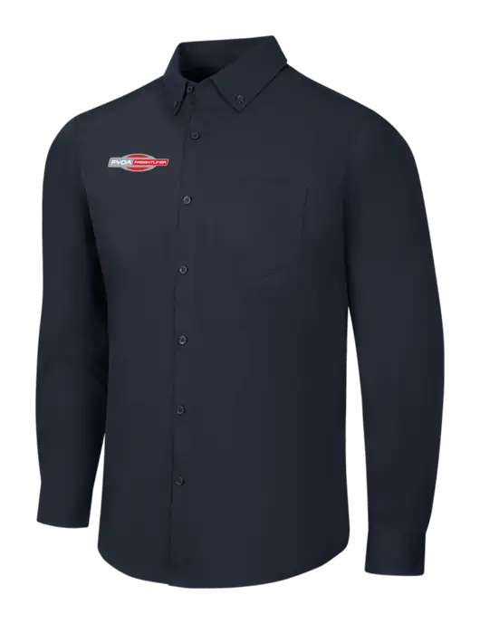 Navy Long Sleeve Carefree Poplin Shirt w/FYDA Logo