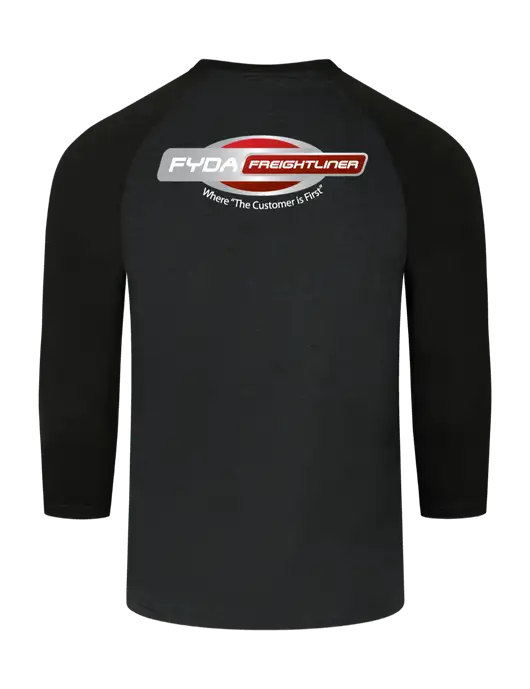 Simply Soft 3/4 Sleeve Black/Black Frost Ring Spun Cotton T-Shirt w/FYDA Logo, FYDA Logo