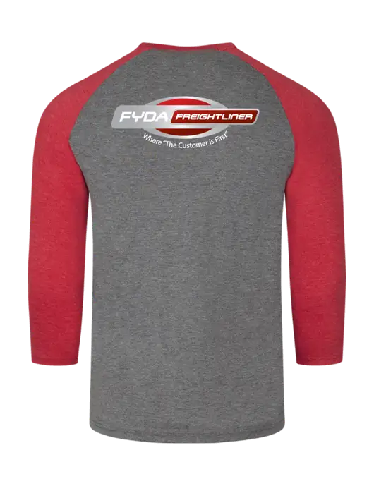 Simply Soft 3/4 Sleeve Red Frost/Grey Frost Ring Spun Cotton T-Shirt w/FYDA Logo, FYDA Logo