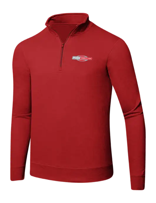 Bright Red 8.5 oz Ring Spun 1/4 Zip Pullover Sweatshirt w/FYDA Logo
