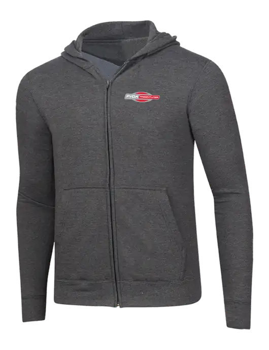 Dark Heather Grey 8.5 oz Ring Spun Zip Hooded Sweatshirt w/FYDA Logo