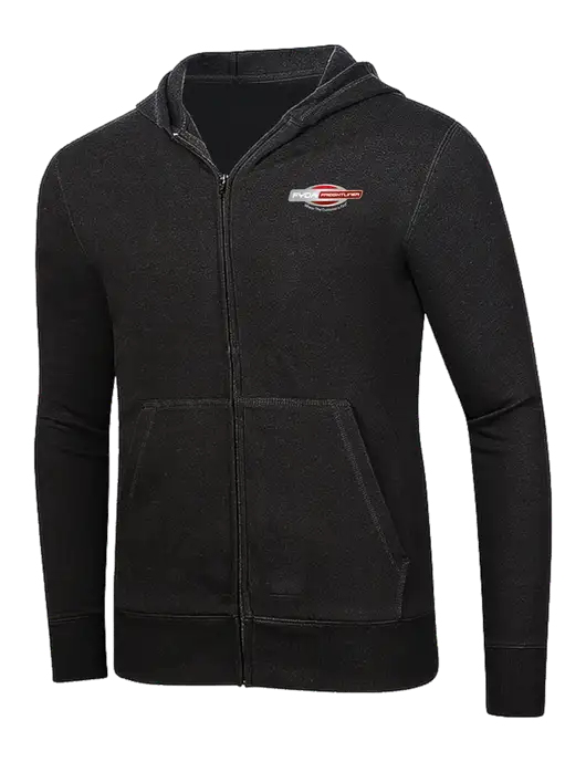 Full-Zip Black Heavyweight Hooded Sweatshirt w/FYDA Logo