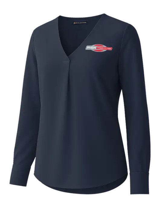Brooks Brothers Womens Dark Navy Open-Neck Satin Blouse  w/FYDA Logo