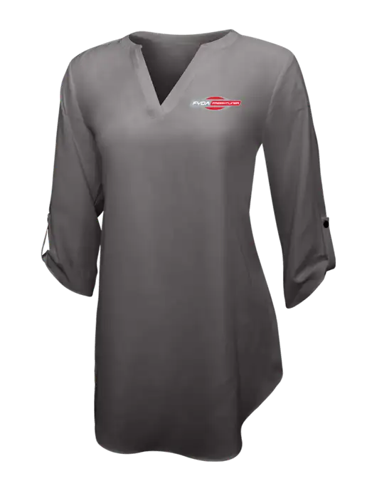 Dark Grey Womens 3/4 Sleeve Tunic Blouse w/FYDA Logo
