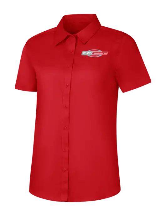 Womens Red Short Sleeve Superpro React Twill Shirt w/FYDA Logo