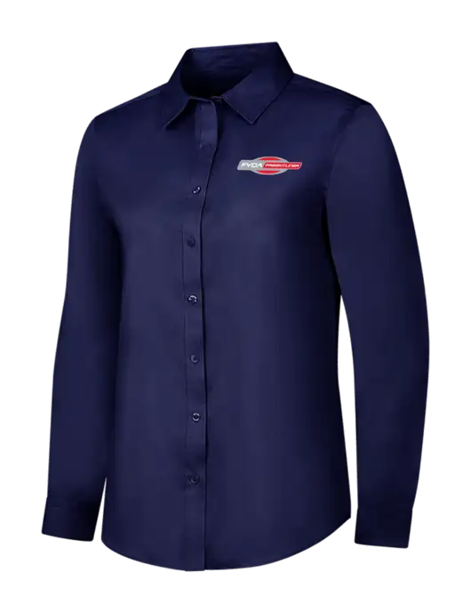 Navy Womens Long Sleeve Superpro React Twill Shirt w/FYDA Logo