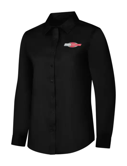 Womens Black Long Sleeve Superpro React Twill Shirt w/FYDA Logo