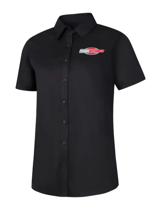 Womens Black Short Sleeve Superpro React Twill Shirt w/FYDA Logo