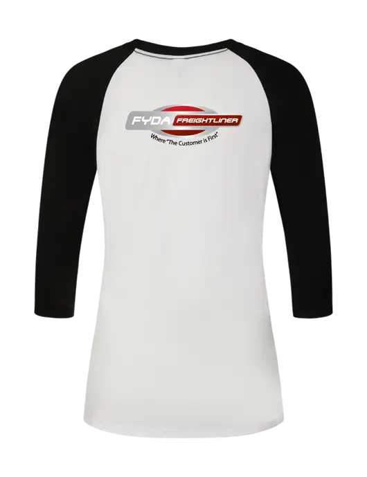Womens Simply Soft 3/4 Sleeve Black/White Ring Spun Cotton T-Shirt w/FYDA Logo, FYDA Logo