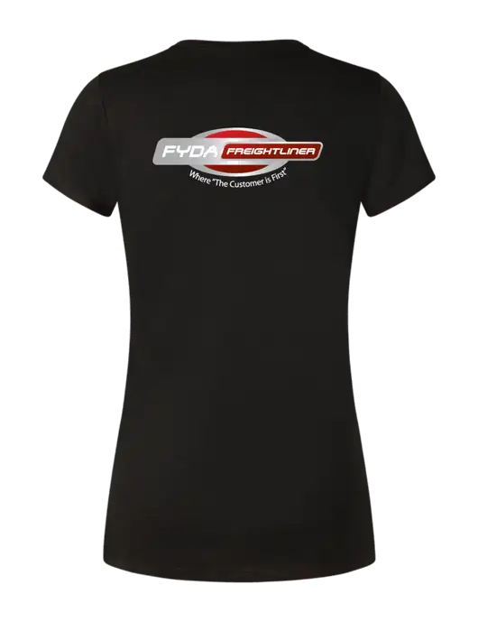 Womens Simply Soft Black 4.5oz Poly/Combed Ring Spun Cotton T-Shirt w/FYDA Logo, FYDA Logo