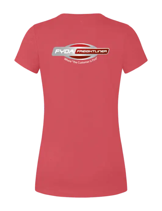 Womens Simply Soft Red Frost 4.5oz Poly/Combed Ring Spun Cotton T-Shirt w/FYDA Logo, FYDA Logo