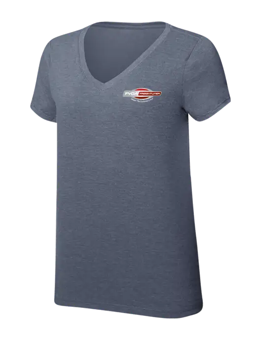 Womens Simply Soft V-Neck Navy Frost 4.5oz  Poly/Combed Ring Spun Cotton T-Shirt w/FYDA Logo