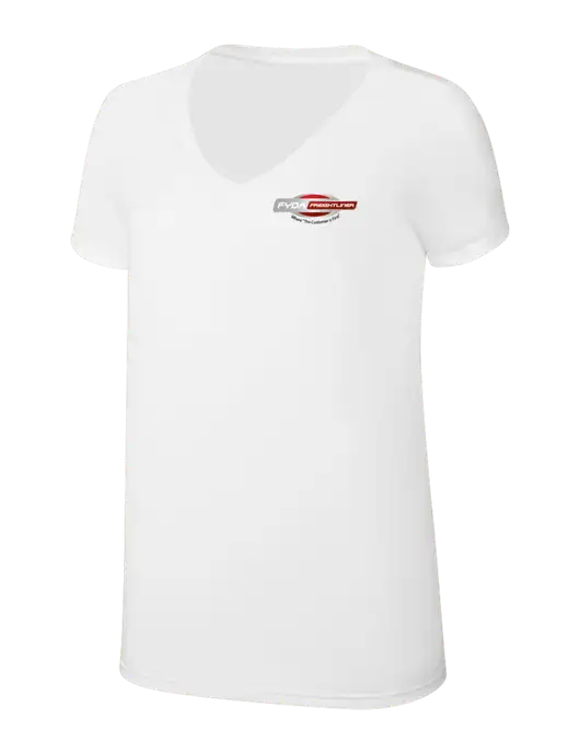 Womens Simply Soft V-Neck White 4.5oz  Poly/Combed Ring Spun Cotton T-Shirt w/FYDA Logo