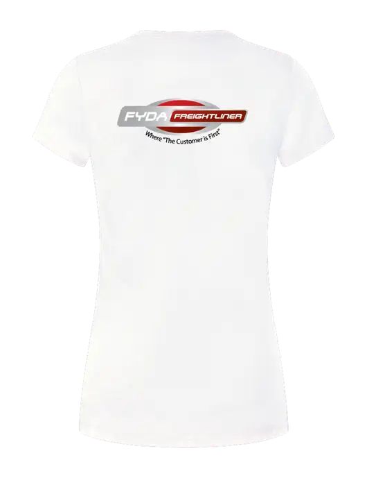 Womens Simply Soft White 4.5oz Poly/Combed Ring Spun Cotton T-Shirt
 w/FYDA Logo, FYDA Logo
