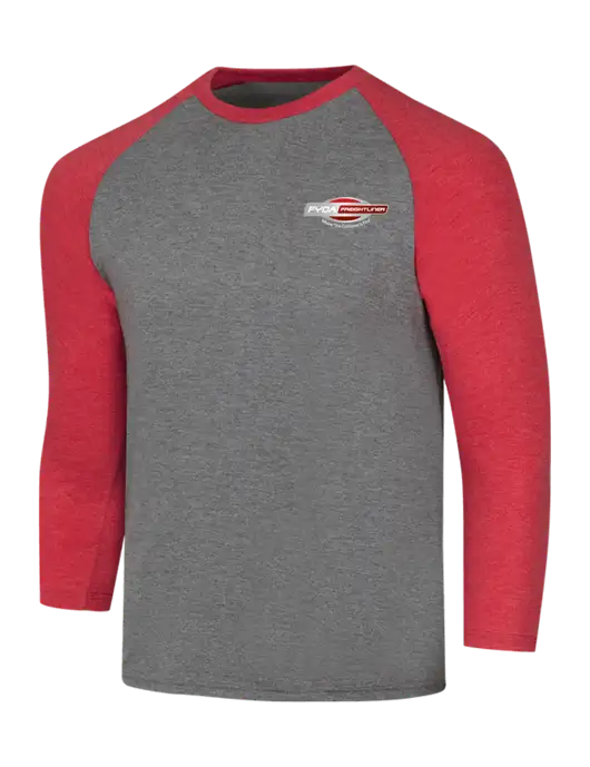 Simply Soft 3/4 Sleeve Red Frost/Grey Frost Ring Spun Cotton T-Shirt w/FYDA Logo