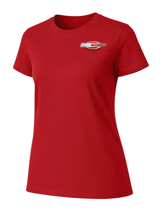 Womens Ring Spun Bright Red 4.5 oz T-Shirt w/FYDA Logo