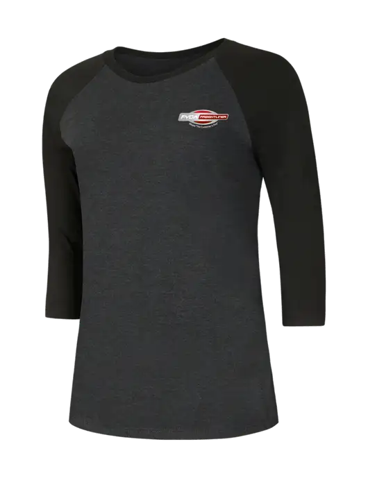 Womens Simply Soft 3/4 Sleeve Black/Black Frost Ring Spun Cotton T-Shirt w/FYDA Logo