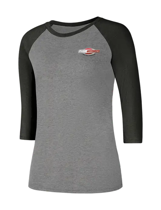 Womens Simply Soft 3/4 Sleeve Black Frost/Grey Frost Ring Spun Cotton T-Shirt w/FYDA Logo