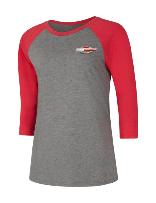 Womens Simply Soft 3/4 Sleeve Red Frost/Grey Frost Ring Spun Cotton T-Shirt w/FYDA Logo