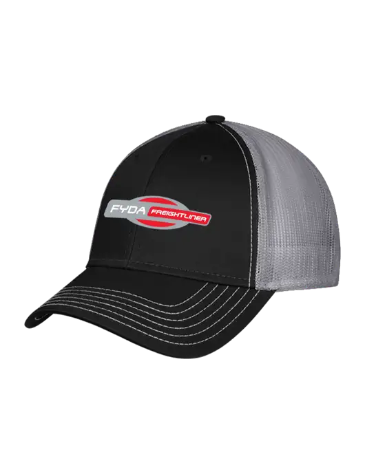 Black/Medium Dark Grey Mesh Trucker Cap Snap Back w/FYDA Logo