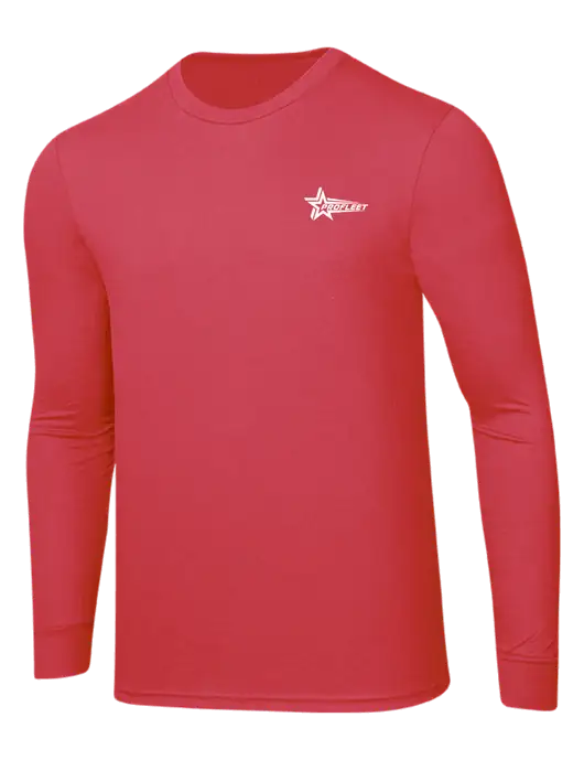 Simply Soft Long Sleeve Red Frost 4.5 oz, Poly/Combed Ring Spun Cotton T-Shirt w/ProFleet Logo