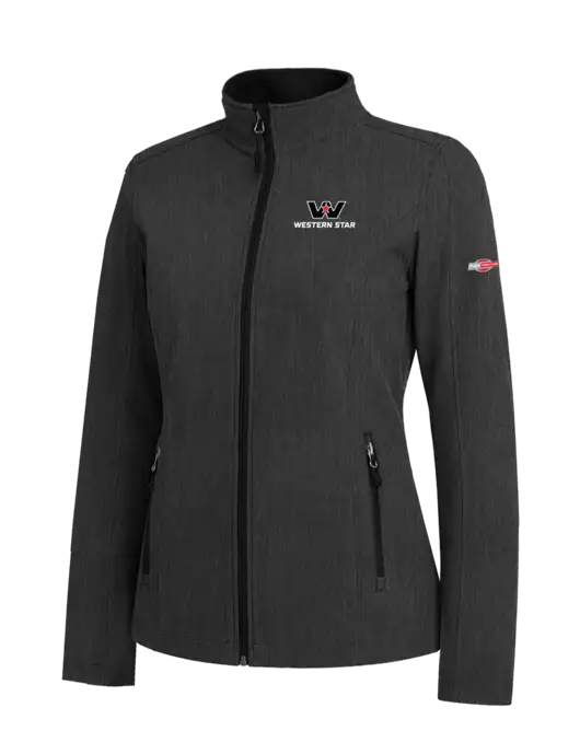 Black Charcoal Heather Womens Core Soft Shell Jacket w/Western Star Logo, FYDA Logo