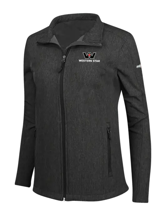 Black Charcoal Heather Womens Core Soft Shell Jacket w/Western Star Logo, FYDA Logo