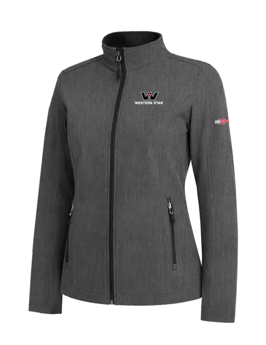 Medium Grey Heather Womens Core Soft Shell Jacket w/Western Star Logo, FYDA Logo
