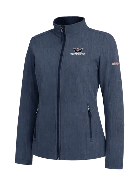 Navy Heather Womens Core Soft Shell Jacket w/Western Star Logo, FYDA Logo