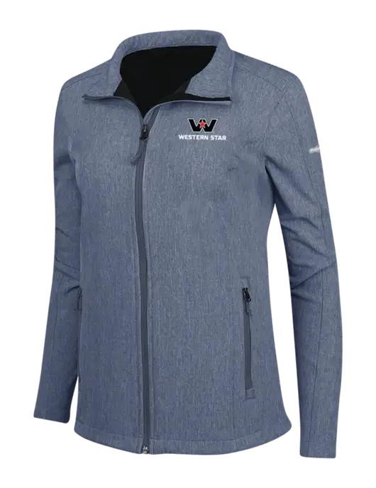 Navy Heather Womens Core Soft Shell Jacket w/Western Star Logo, FYDA Logo