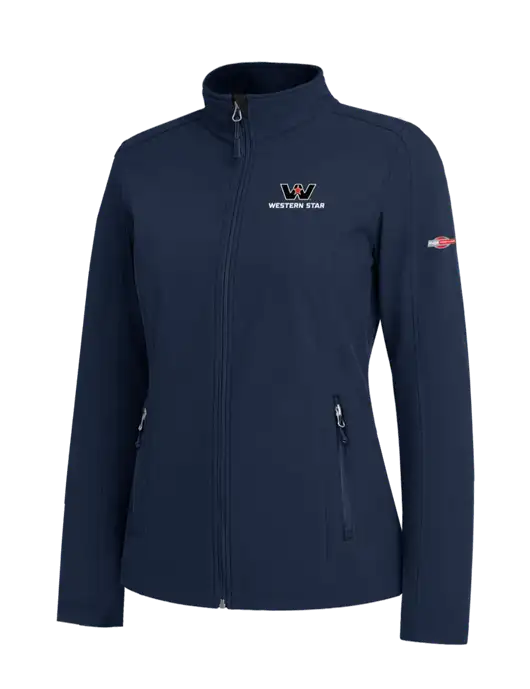 Navy Womens Core Soft Shell Jacket w/Western Star Logo, FYDA Logo