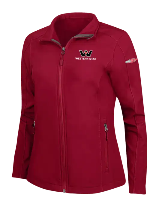 Red Womens Core Soft Shell Jacket w/Western Star Logo, FYDA Logo
