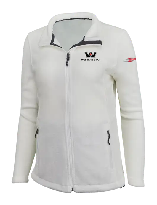 Womens White Fleece Jacket w Western Star Logo