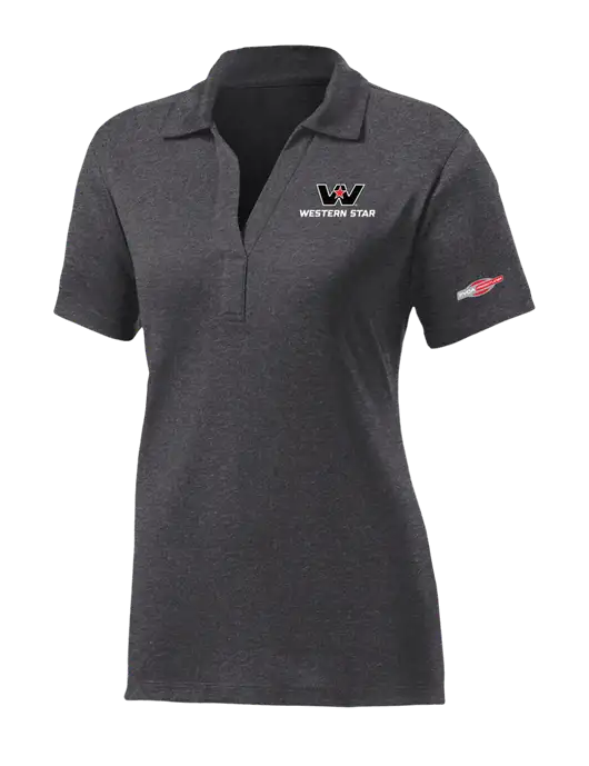 Womens Dark Grey Heather Contender Polo w/Western Star Logo, FYDA Logo