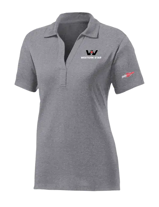 Womens Medium Grey Heather Contender Polo w/Western Star Logo, FYDA Logo