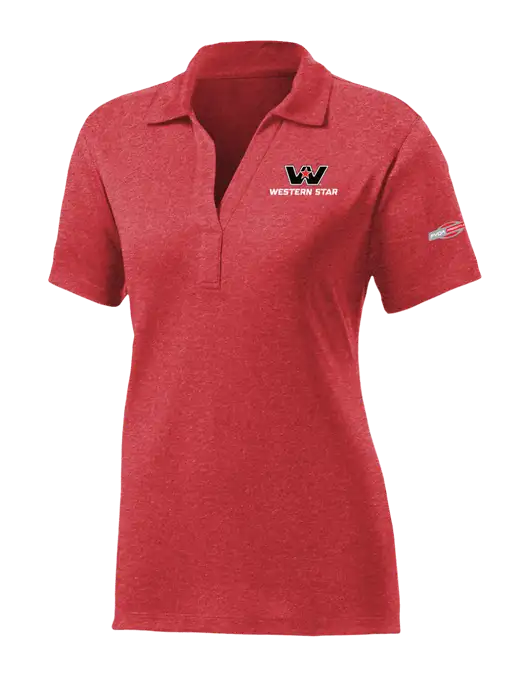 Womens Red Heather Contender Polo w/Western Star Logo, FYDA Logo