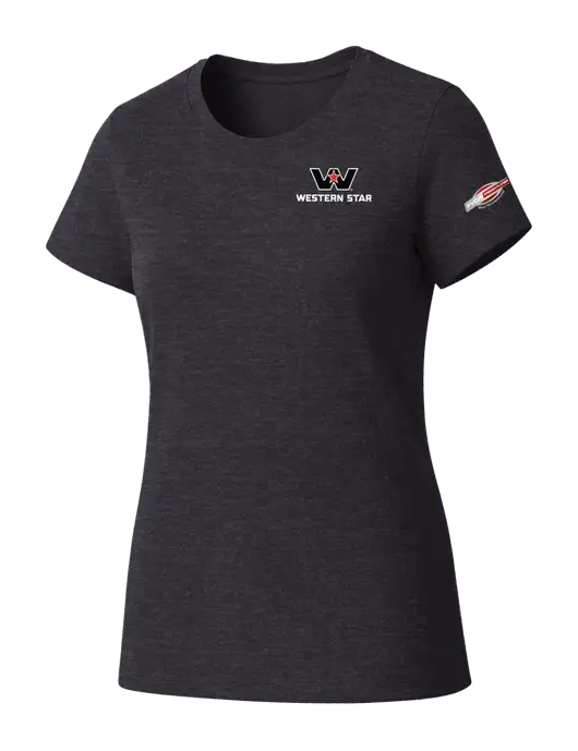 Womens Seriously Soft Heathered Charcoal T-Shirt w/Western Star Logo, FYDA Logo