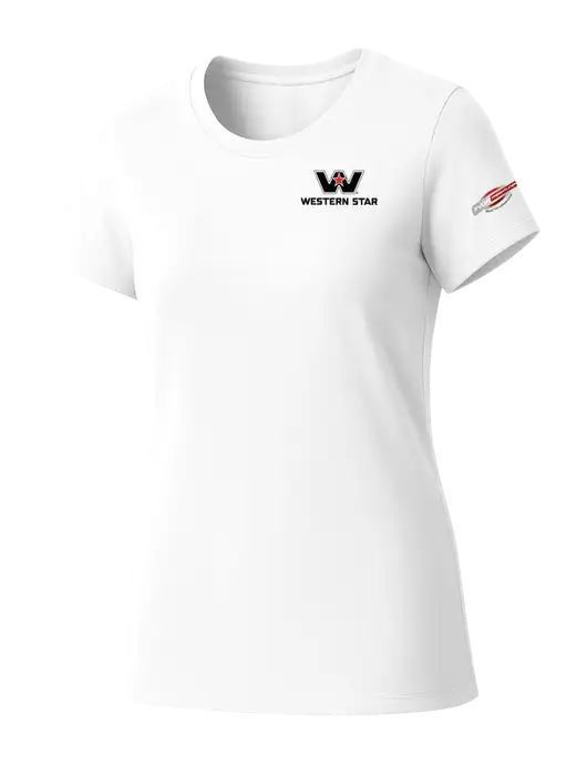 Womens Seriously Soft White T-Shirt w/Western Star Logo, FYDA Logo