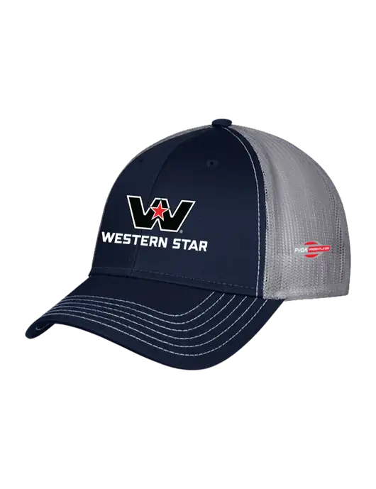 Navy & Grey Mesh Trucker Cap Snap Back w/Western Star Logo, FYDA Logo