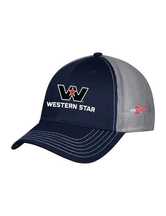 Navy/Grey Mesh Trucker Cap Snap Back w/Western Star Logo, FYDA Logo