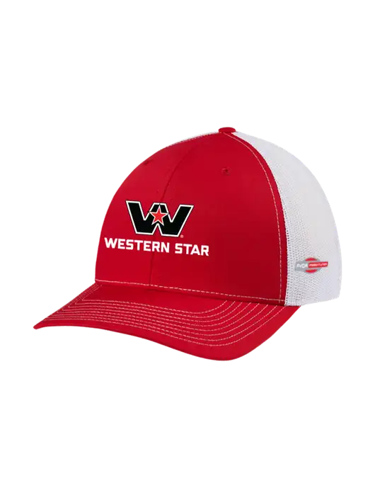 Richardson Adjustable Snapback Original 112 Trucker Cap Red w/White Mesh w/Western Star Logo, FYDA Logo