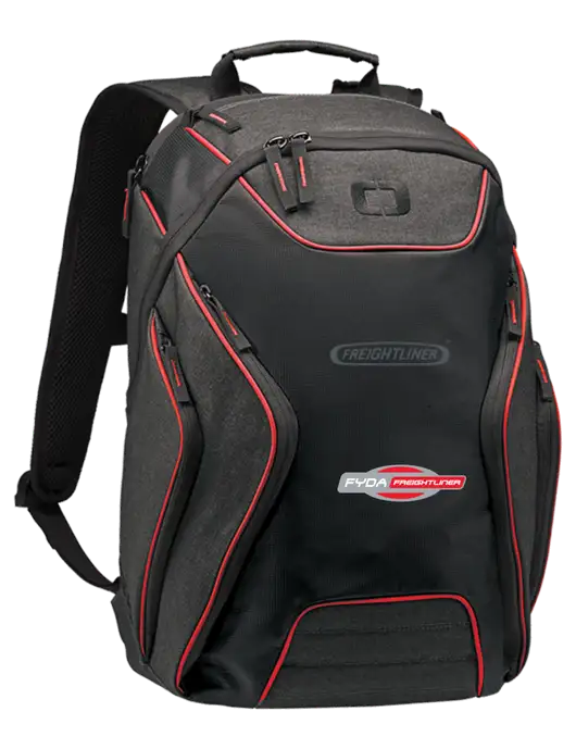 OGIO Red/Heather Grey Hatch Laptop Backpack w/Freightliner Logo, FYDA Logo