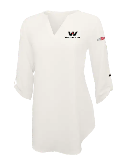 Ivory Womens 3/4 Sleeve Tunic Blouse w/Western Star Logo, FYDA Logo